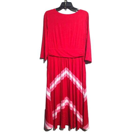 Boden Juliet Poinsettia Jersey Pleated Midi Dress Size 10 P Red/Pink Chevron - Picture 3 of 5